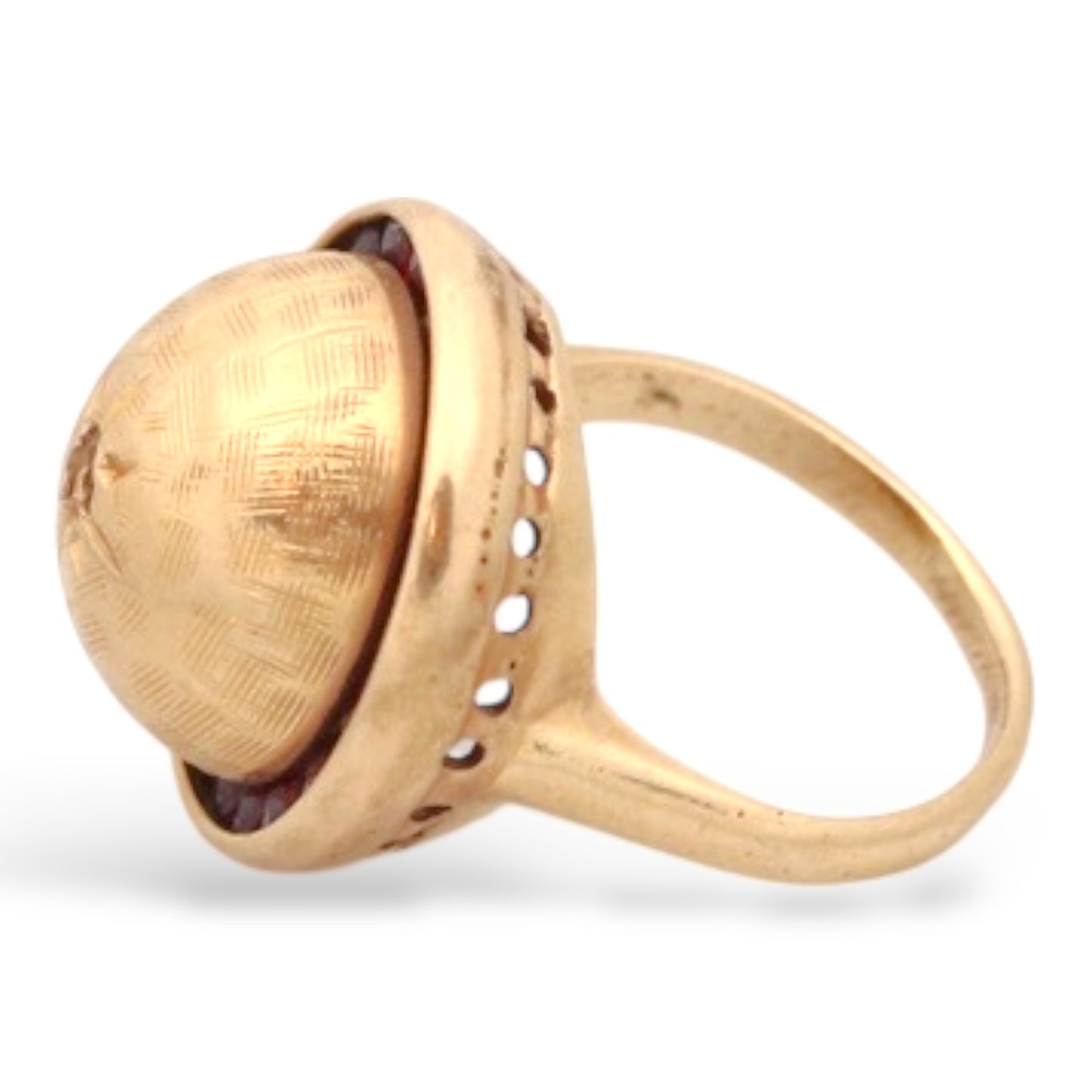 Vintage 14k Garnet Ring Missing One Stone