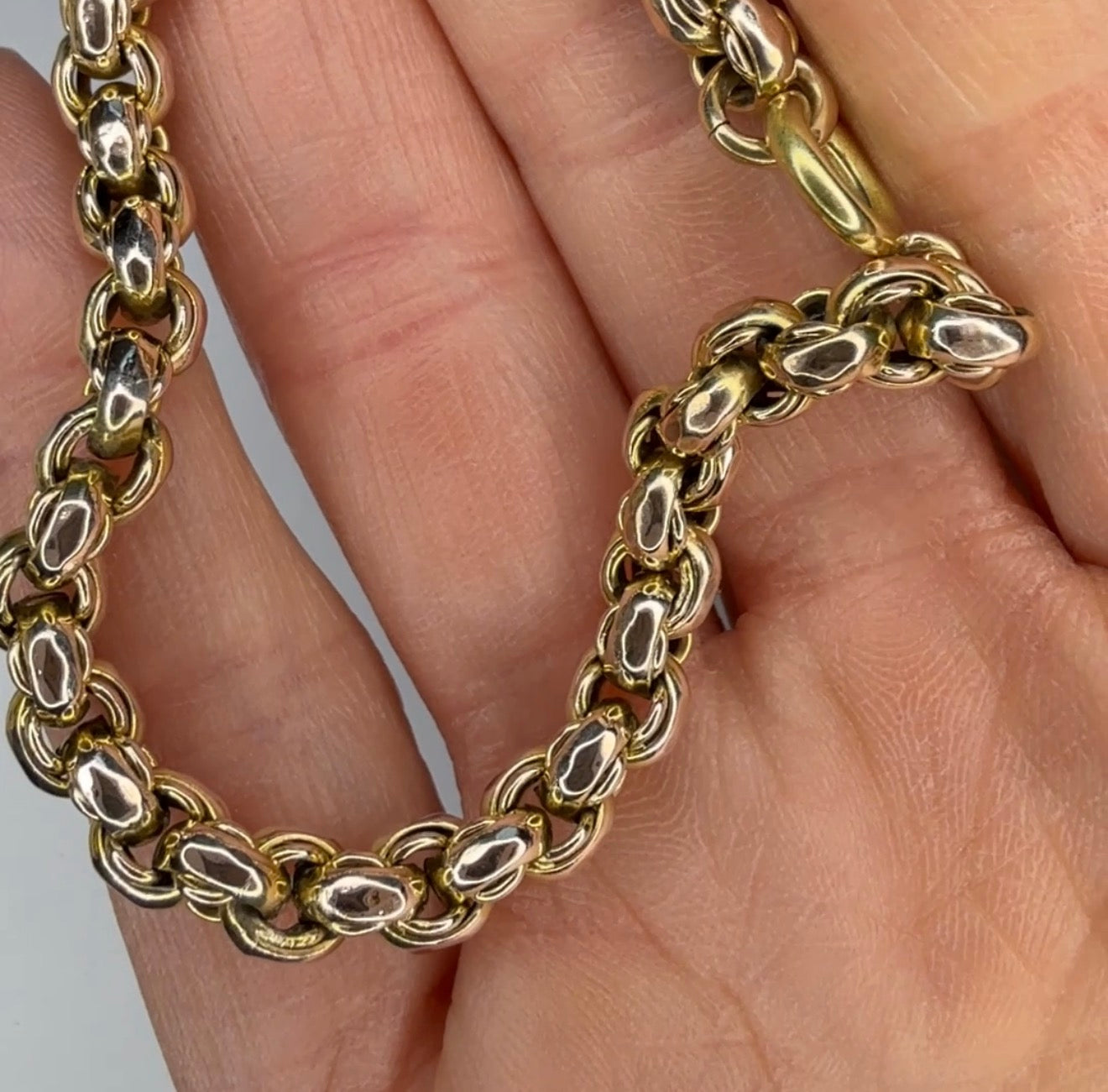 Antique 9k Yellow Gold Rolo or Belcher Link Bracelet
