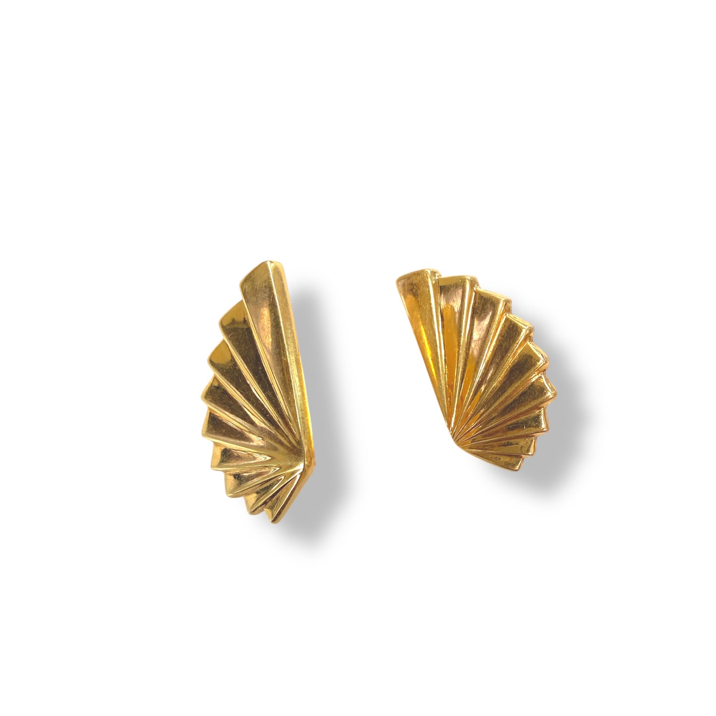 Vintage 14k Art-Deco-Inspired Fan-Shaped Earrings