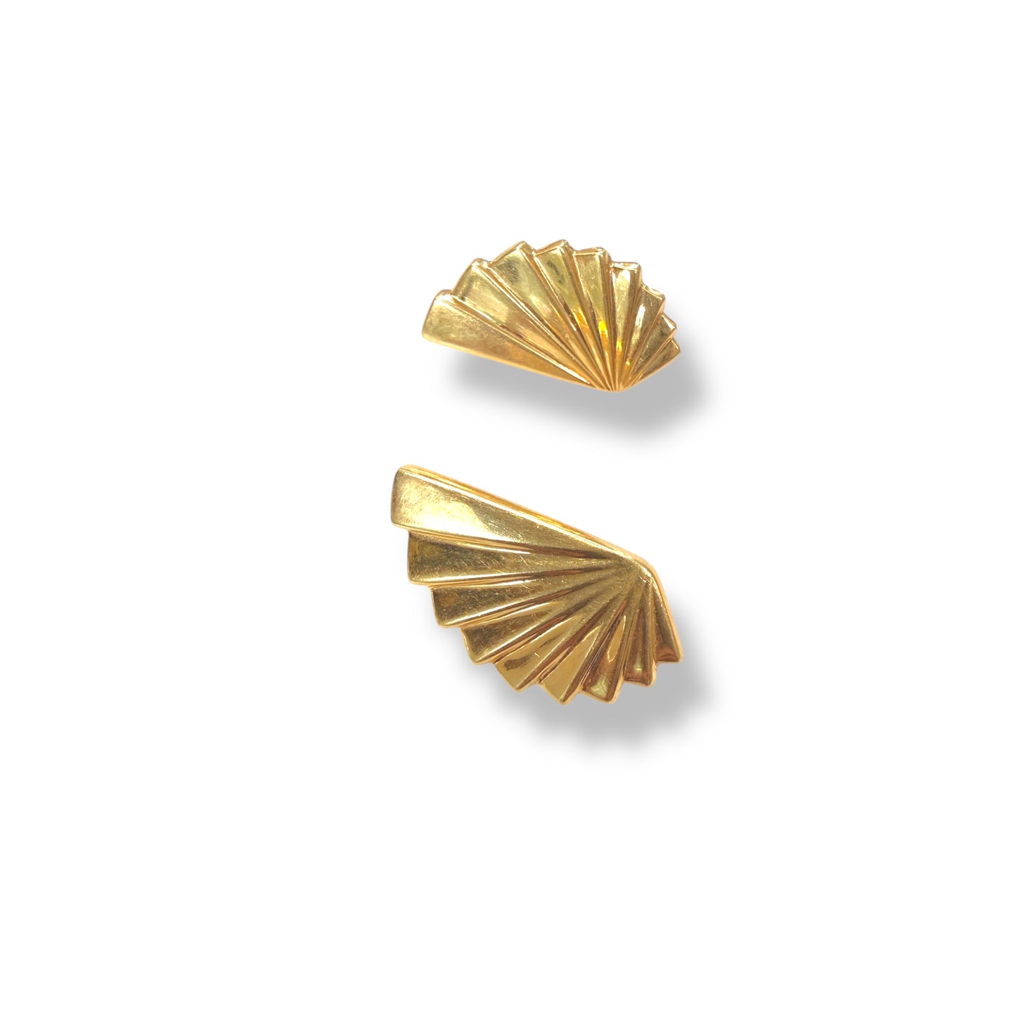 Vintage 14k Art-Deco-Inspired Fan-Shaped Earrings