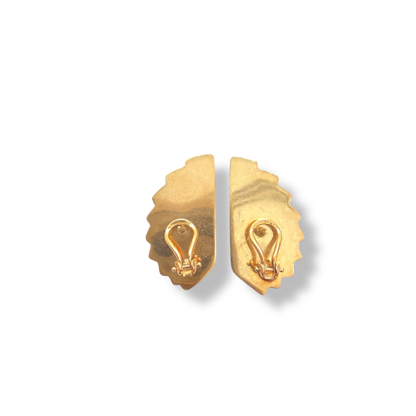 Vintage 14k Art-Deco-Inspired Fan-Shaped Earrings