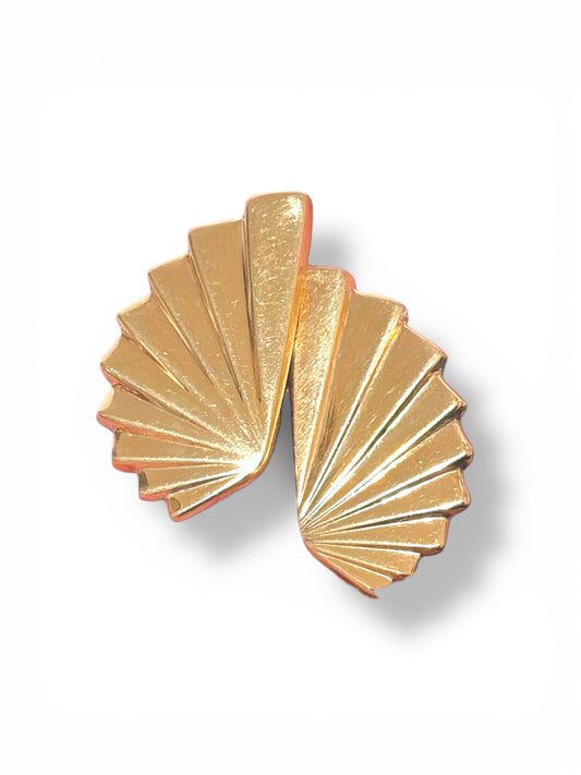 Vintage 14k Art-Deco-Inspired Fan-Shaped Earrings