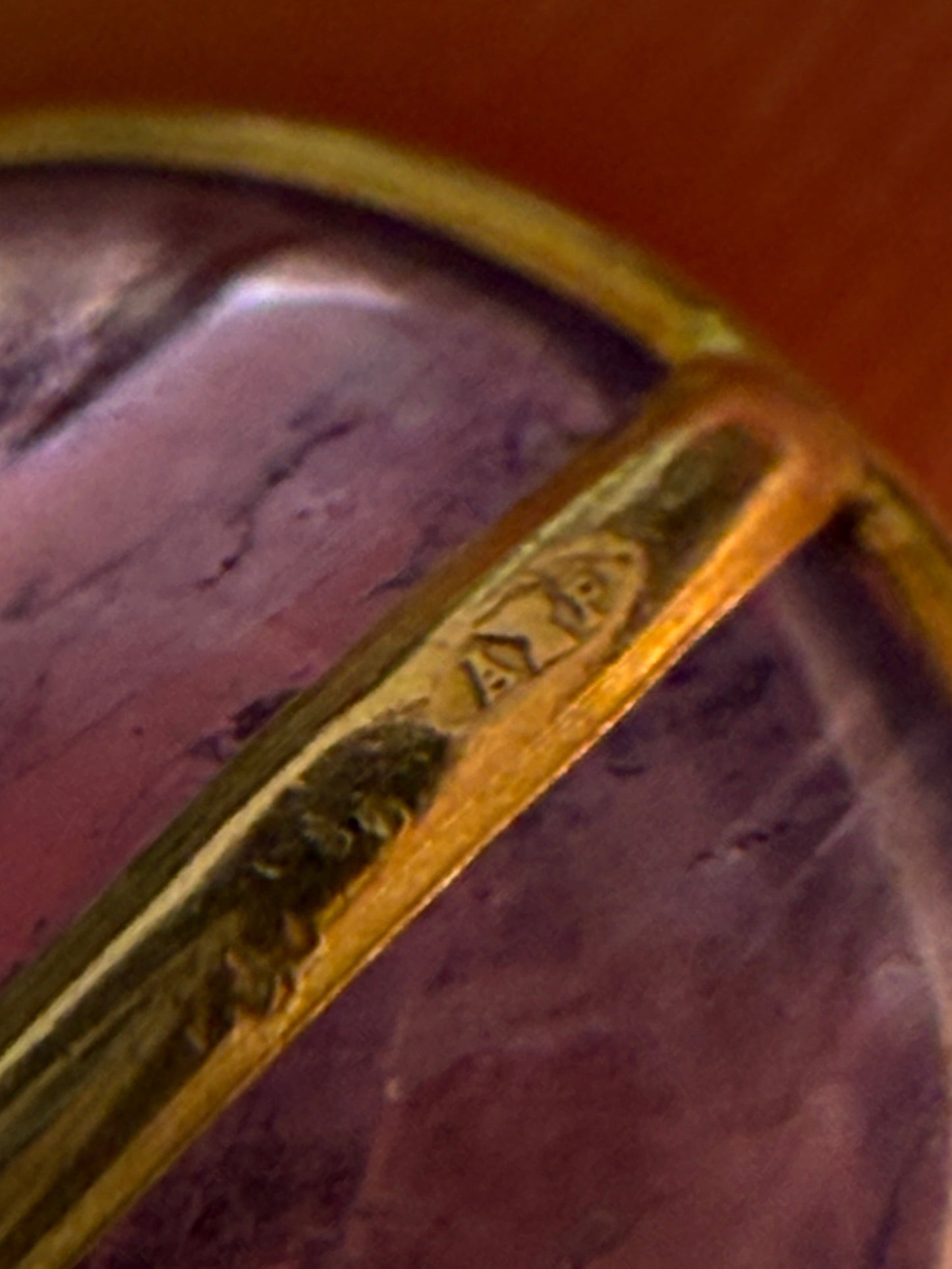 Vintage French 18k Amethyst Egg with Ribbon Pendant