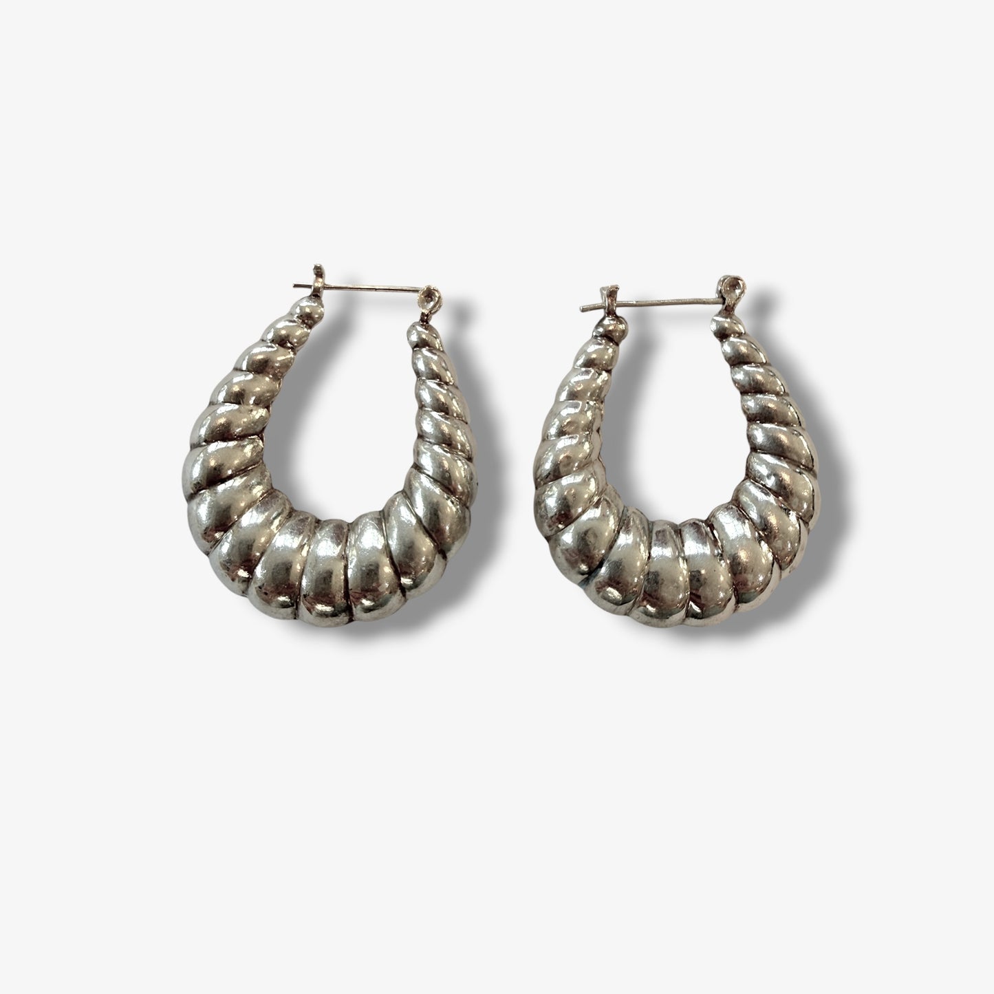 Vintage Sterling Silver Twisted Hoop Earrings