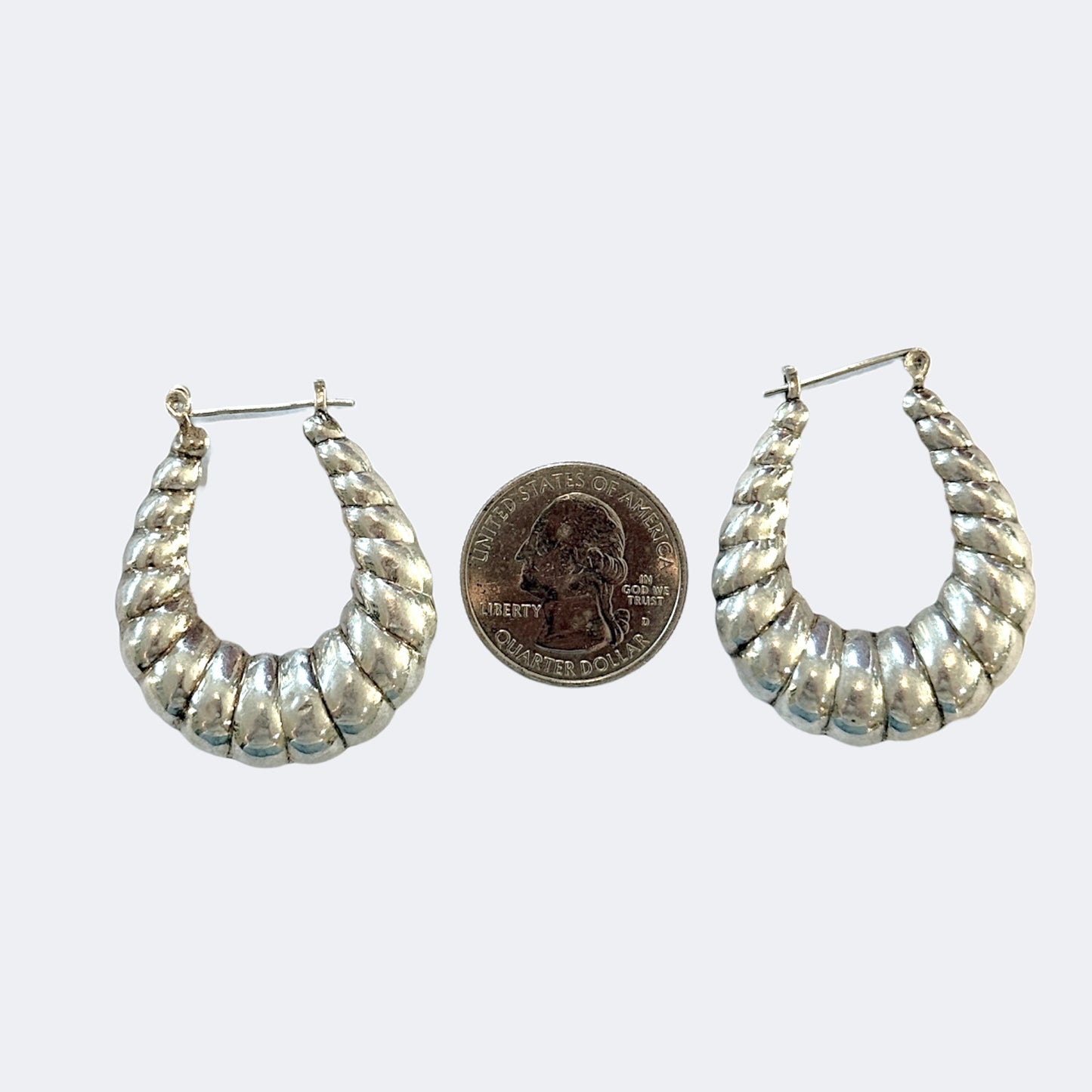 Vintage Sterling Silver Twisted Hoop Earrings