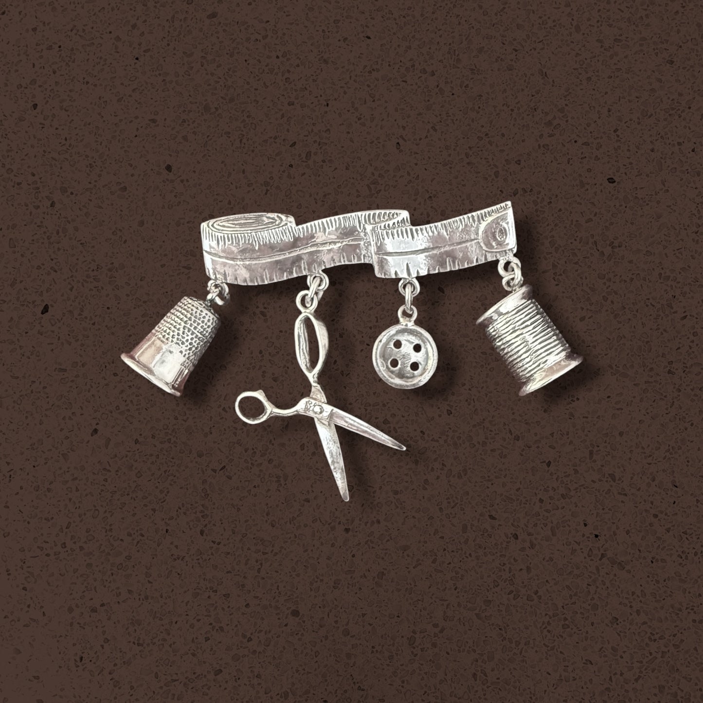 Vintage Sterling Silver Sewing Brooch