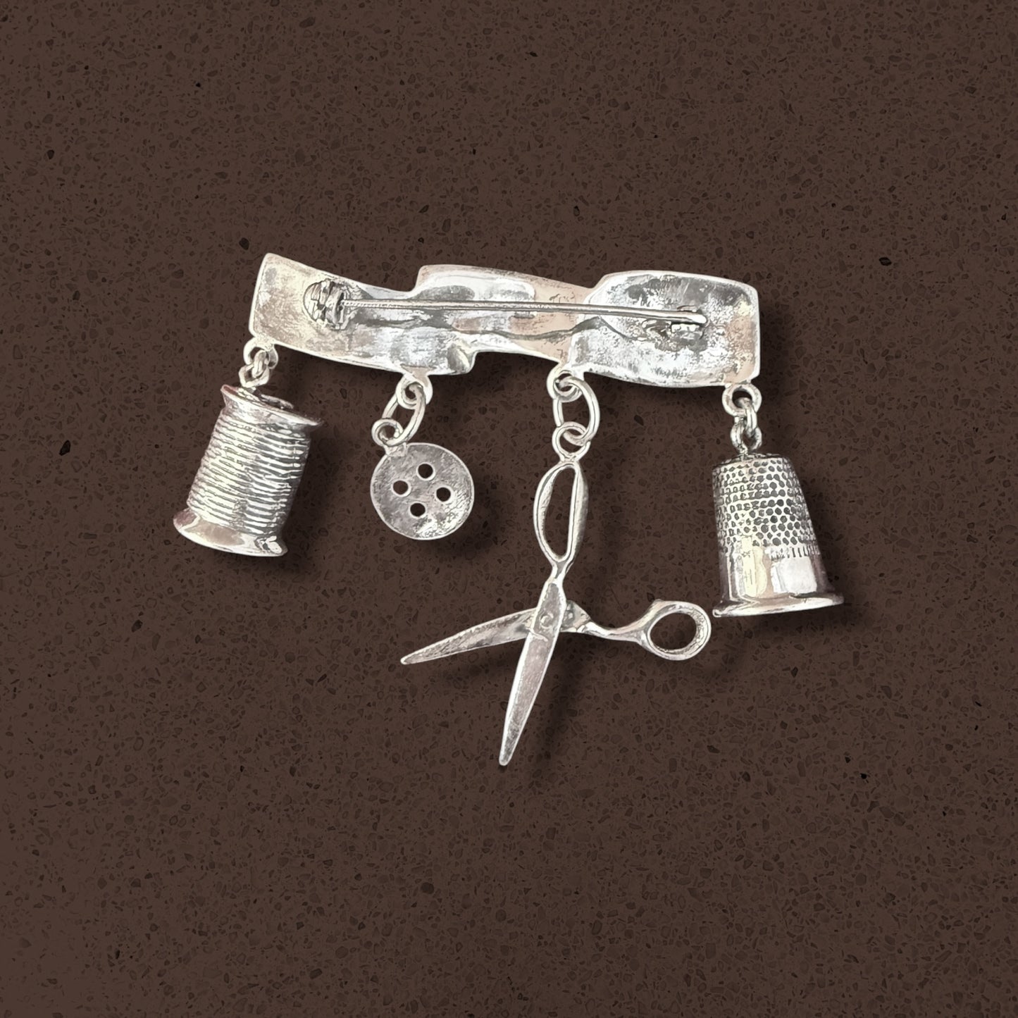 Vintage Sterling Silver Sewing Brooch