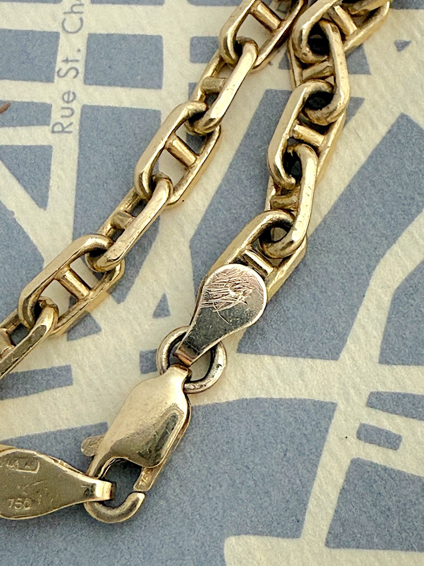Vintage 18k Mariner or Anchor Link Bracelet with 14k Tag
