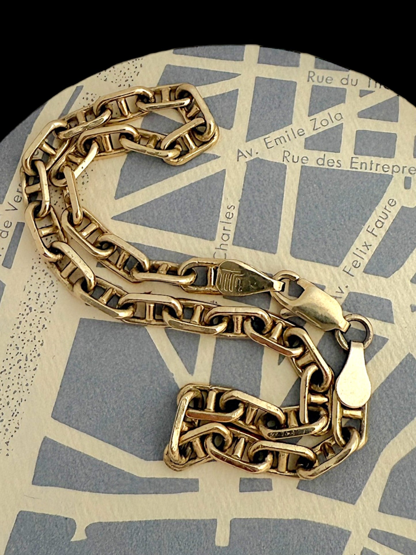 Vintage 18k Mariner or Anchor Link Bracelet with 14k Tag