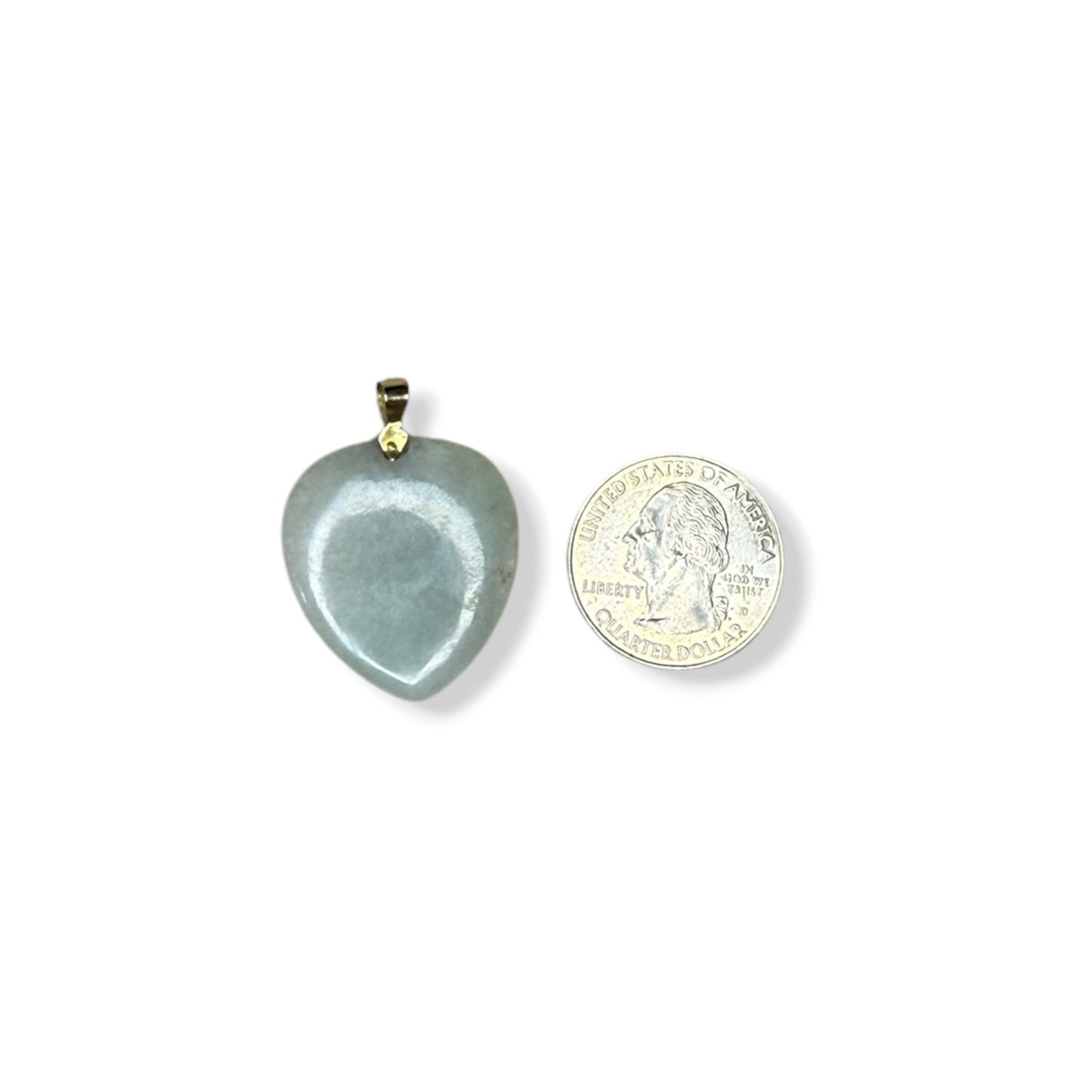 Large Vintage 14k Jade Heart Pendant Charm