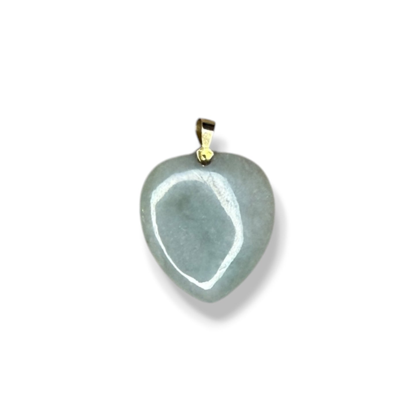 Large Vintage 14k Jade Heart Pendant Charm
