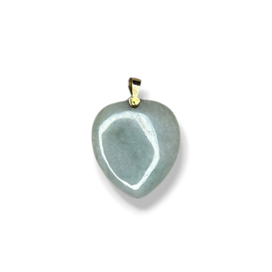 Large Vintage 14k Jade Heart Pendant Charm