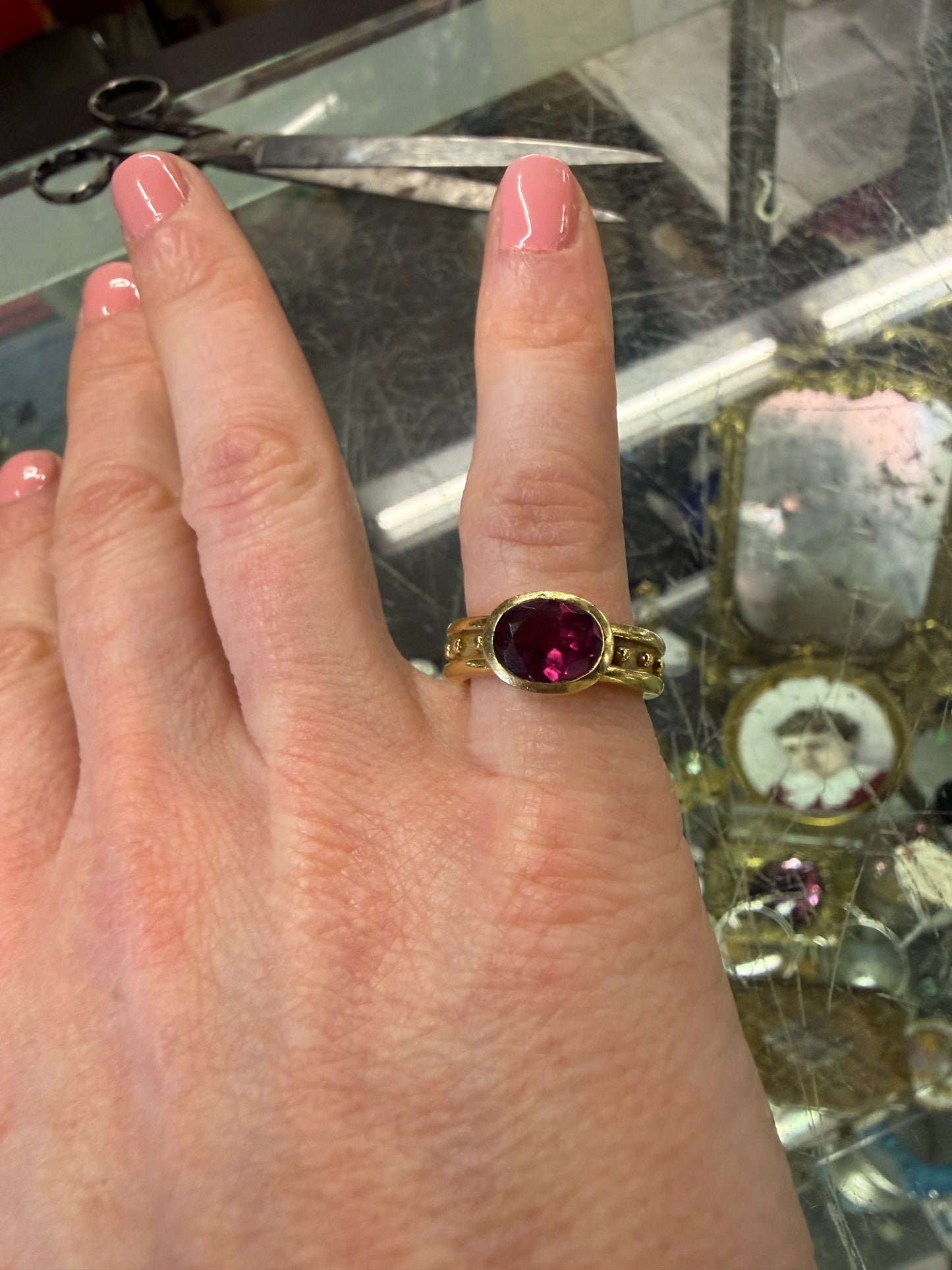 Estate 18k HH Jewels Bezel Set Tourmaline Ring