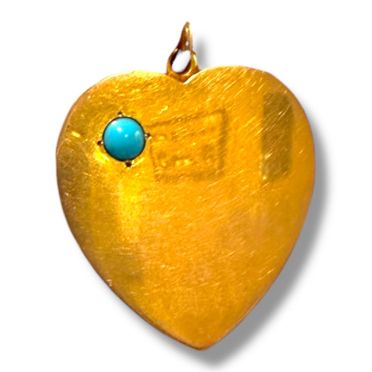 Antique 15k and Turquoise Heart
