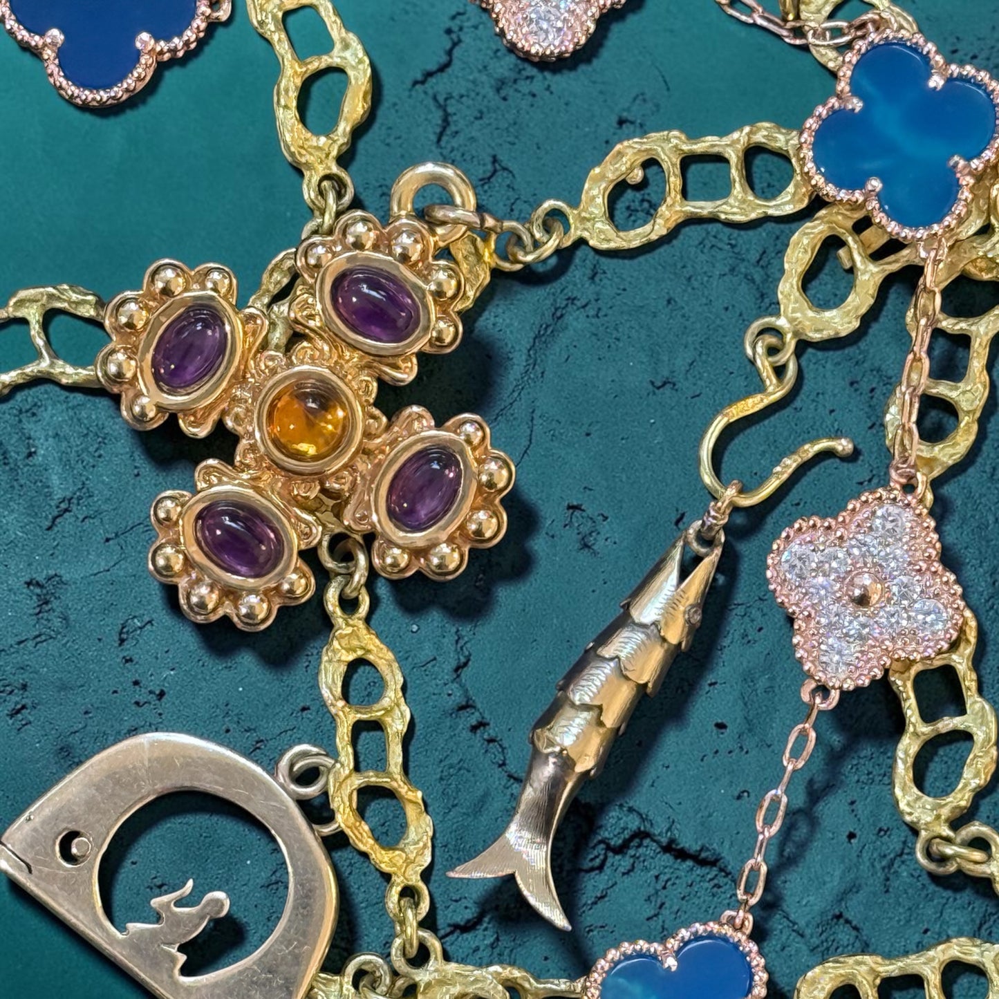Vintage 14k Articulated Fish Pendant