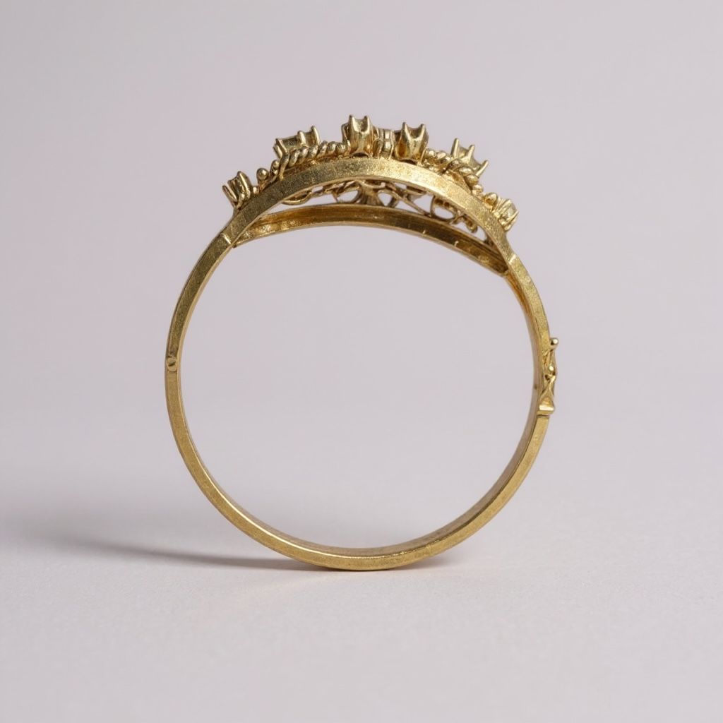 Vintage 14k Sapphire Pearl Bangle Bracelet