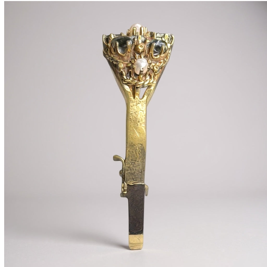 Vintage 14k Sapphire Pearl Bangle Bracelet