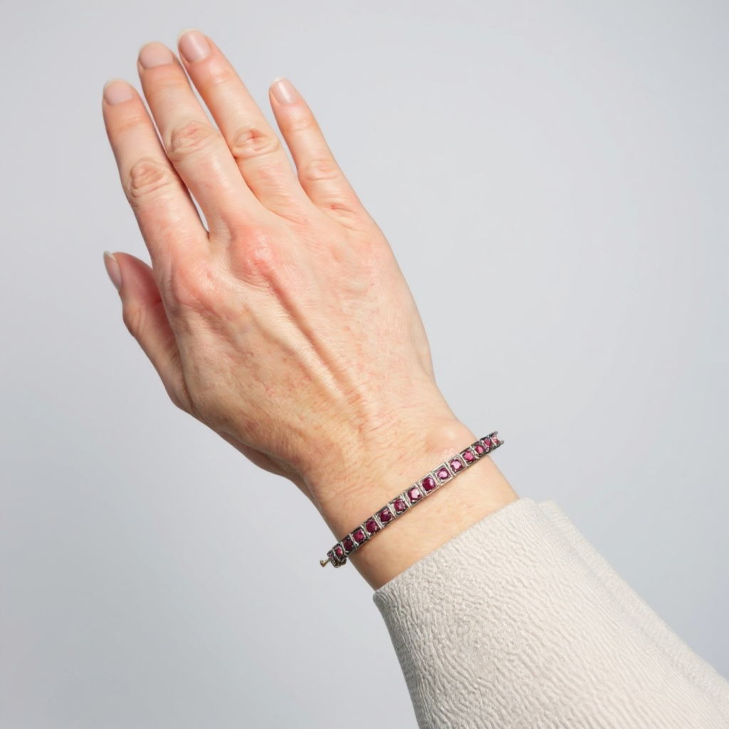 Antique 18k Silver-topped Ruby Bangle