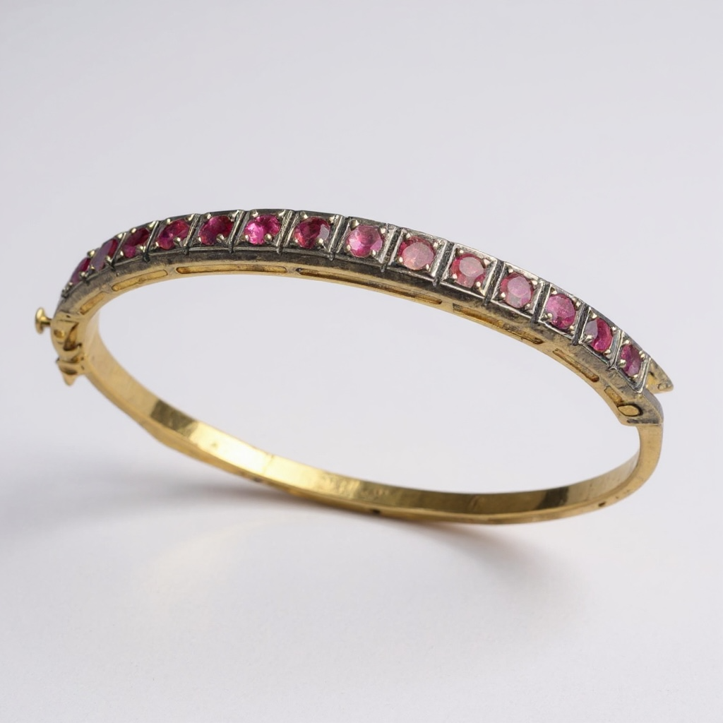 Antique 18k Silver-topped Ruby Bangle