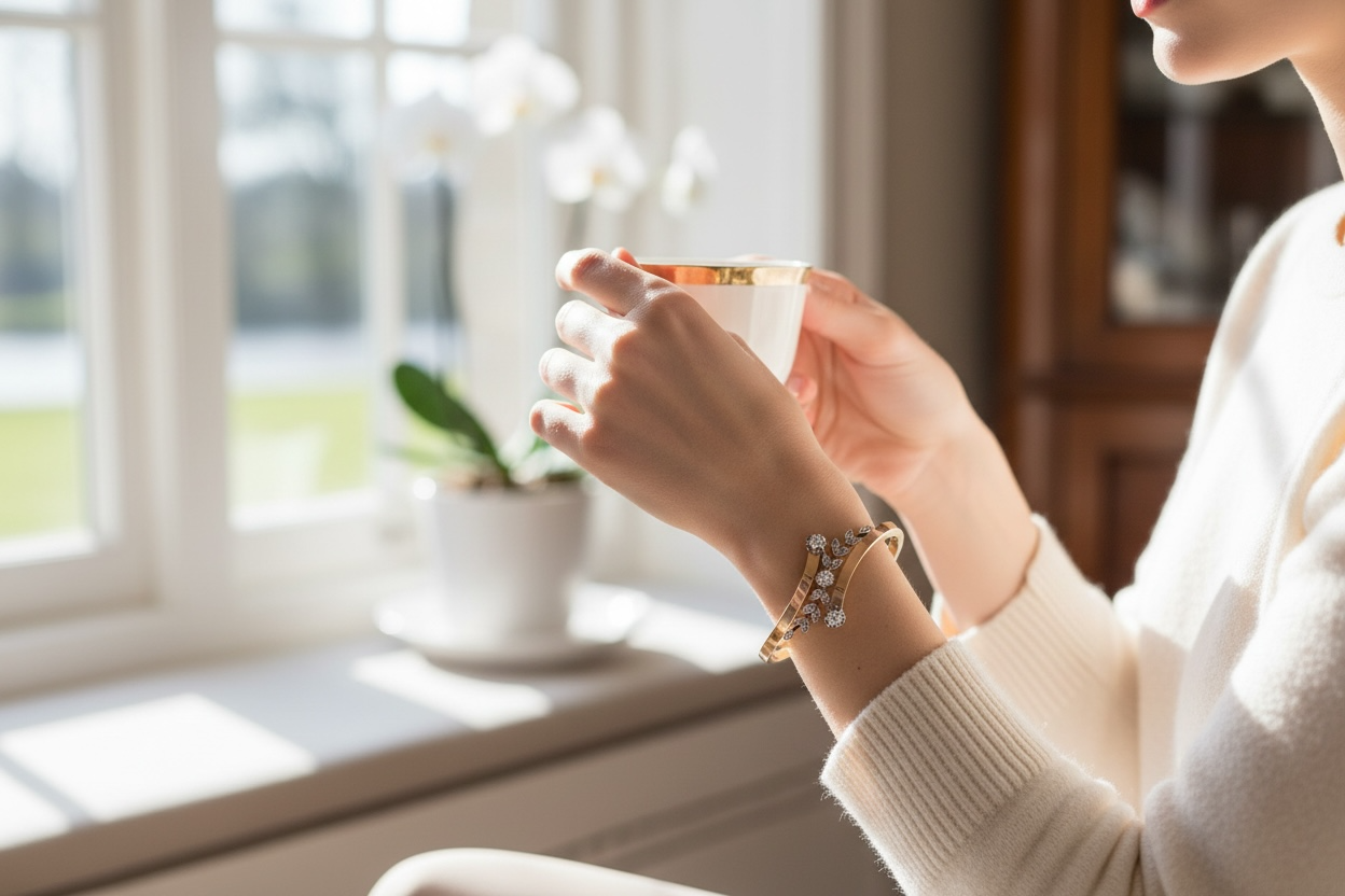 Antique French 18k Rose Gold Old Mine Cut and Rose Cut Diamond Bangle