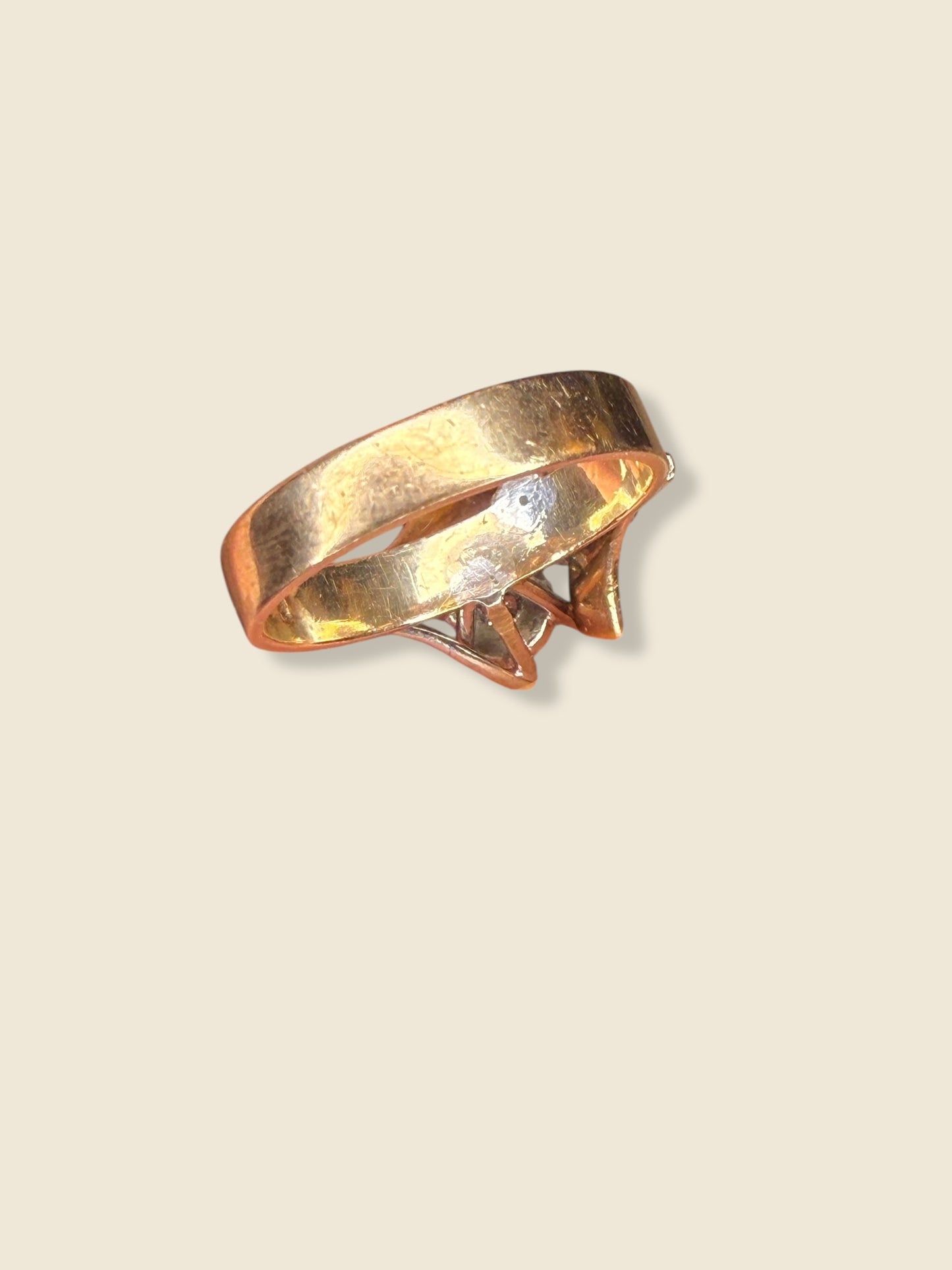 Vintage/Antique 9k Rose/White Gold Diamond Ring Size 6.25/3.79