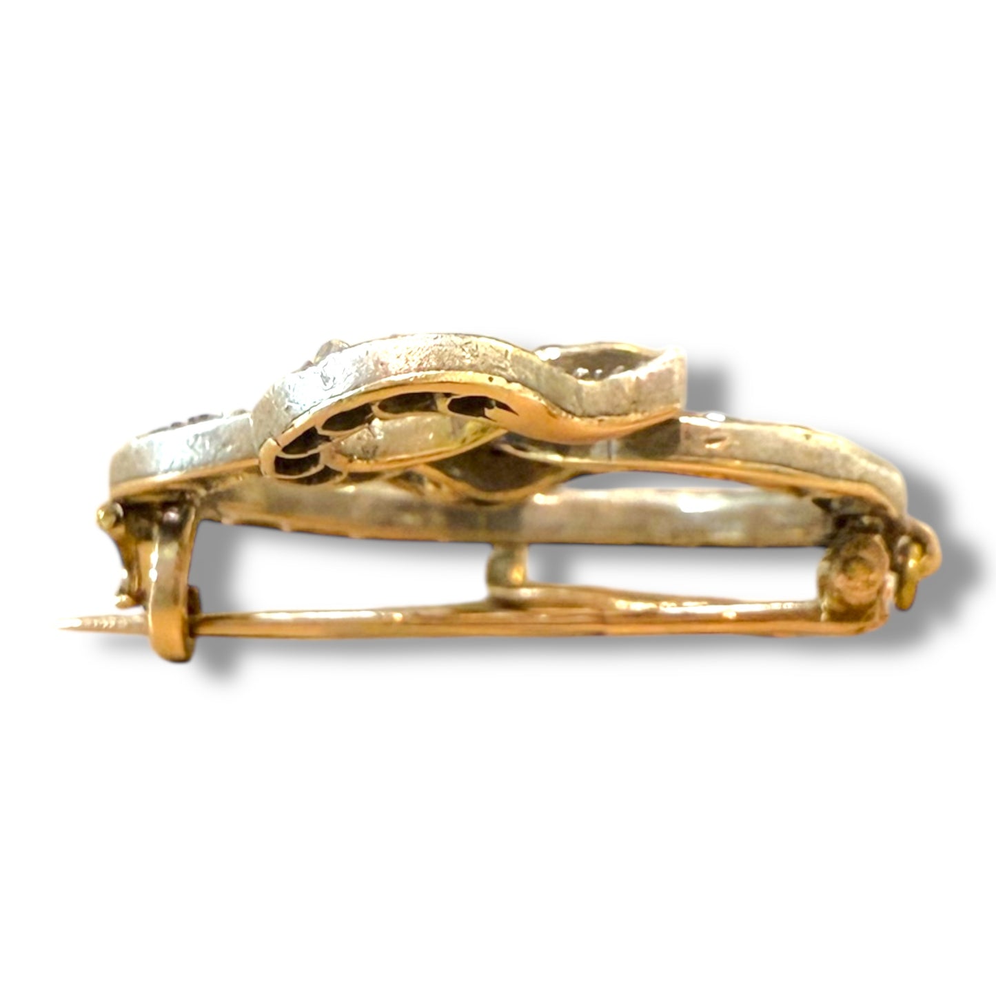 Antique 18k Diamond and Emerald Snake Brooch