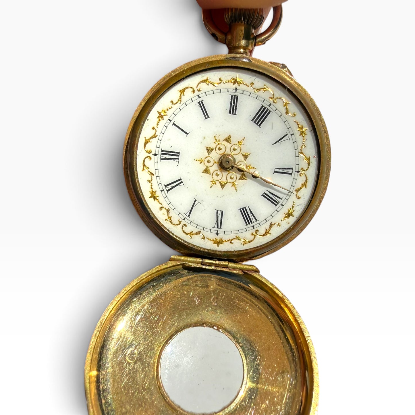 Antique Victorian 18K Gold Ladies Fob Watch | Working Enamel Dial Pocket Watch | Blue Roman Numerals | Belle Époque Pendant Watch