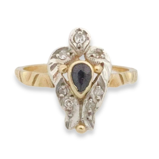 Antique 18k Diamond and Sapphire Dove Ring