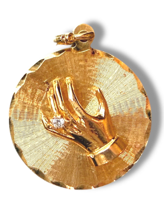 Vintage 14k Diamond Hand Charm