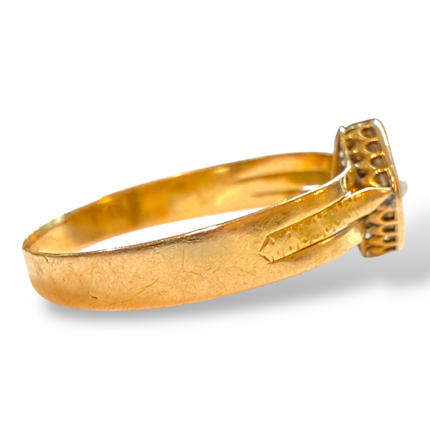 Antique Georgian 18k Natural Diamond and Seed Pearl Ring with French Hallmarks