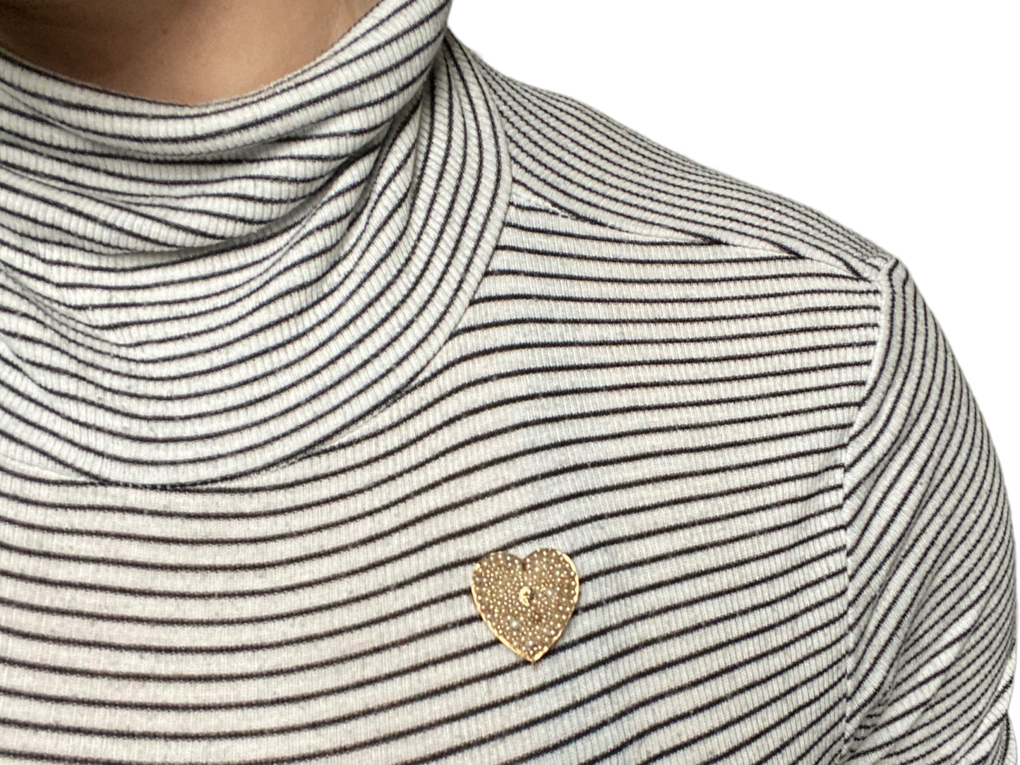 14k Yellow Gold Antique Pearl and Diamond Heart Brooch and Charm Holder