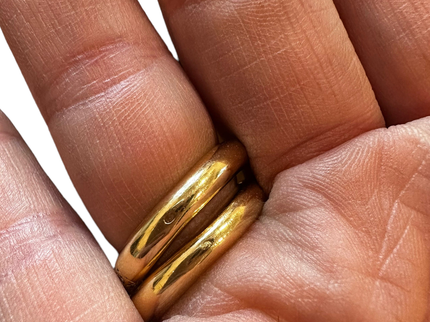 Set of 2 Interlocking Vintage 18k Yellow Gold and Diamond Rings