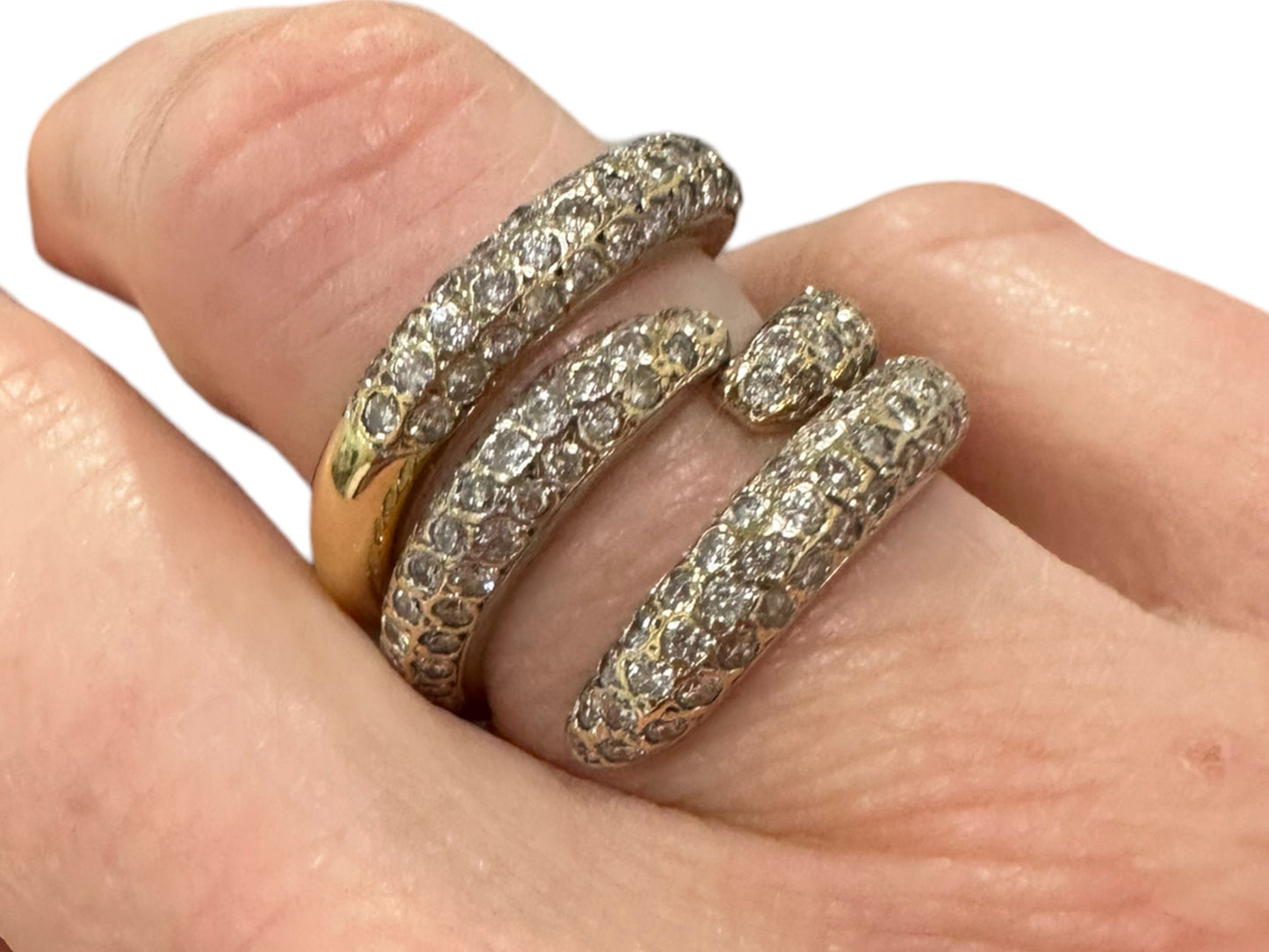 Set of 2 Interlocking Vintage 18k Yellow Gold and Diamond Rings