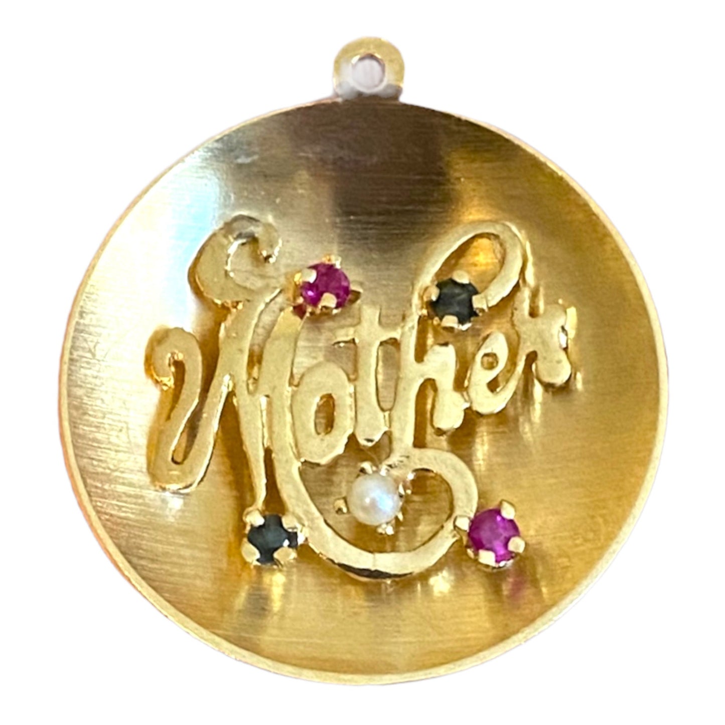 Gorgeous Vintage 14k Yellow Gold and Gemstone Mother Pendant | Ruby, Sapphire, Pearl