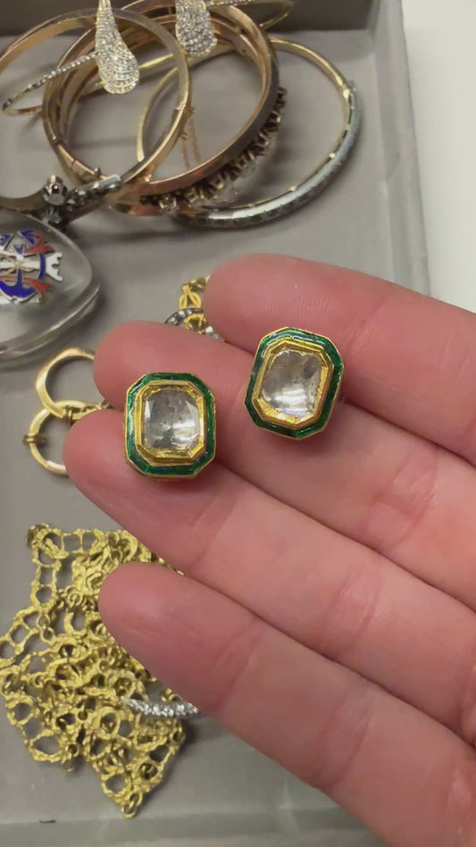 22k Diamond Enamel Studs 8ctw Spread